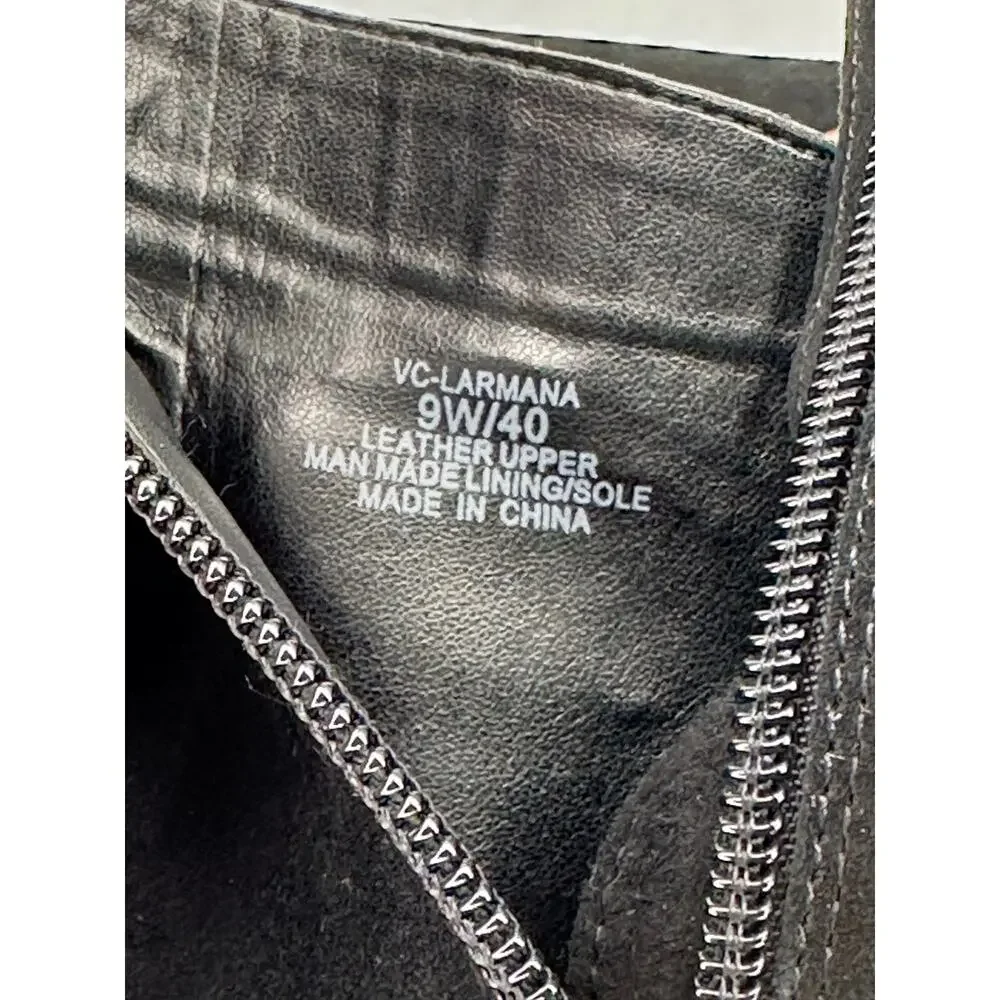 Vince Camuto Larmana Black Leather Side Zip Heel Bootie 9W